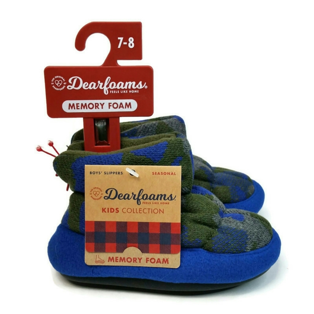 Dearfoams Slippers Boys Camo Memory Foam Bootie